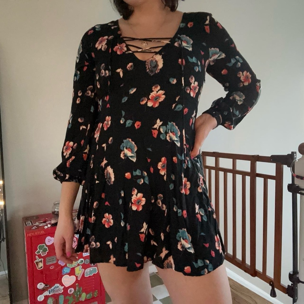 Floral Flowy Navy Dress